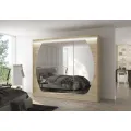 Šatní skříň s posuvnými dveřmi, zrcadlem a LED osvětlením Camb 250 cm dub Sonoma