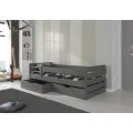 Jednolůžková postel Bemmano z masivu s úložným prostorem 90x200 grafitová