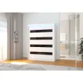 Šatní skříň s posuvnými dveřmi a LED osvětlením Martiz 150 cm černá/bílá