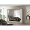 Šatní skříň s posuvnými dveřmi a zrcadlem Camb 250 cm dub Sonoma/bílá