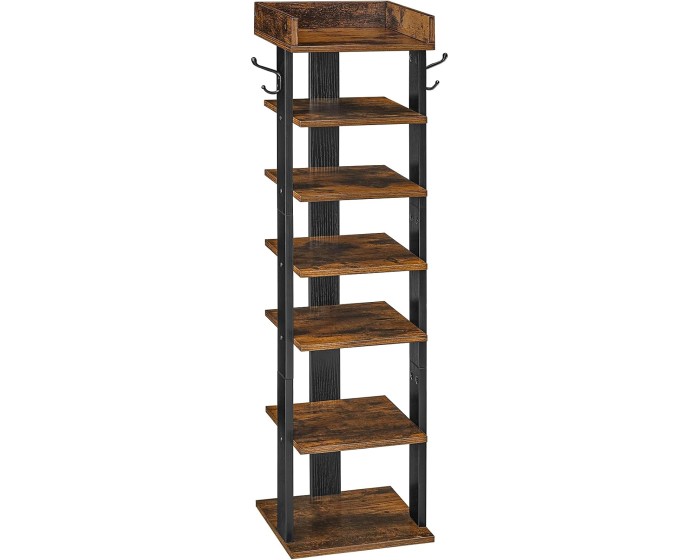 Vysoký úzký botník Vasagle Gio 28 cm černý/hnědý