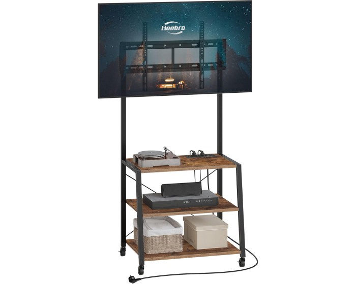 TV stolek s držákem a integrovanou zásuvkou Vasagle Clen 60 cm černý/hnědý