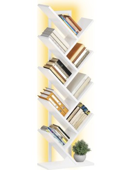 Stromová knihovna s LED osvětlením Vasagle Mergo 116 cm bílá