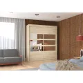 Šatní skříň s posuvnými dveřmi a zrcadlem Toles 180 cm dub Sonoma