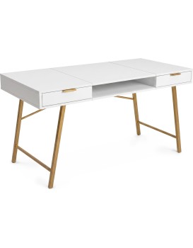 Psací stůl Arden 120 cm bílý/zlatý