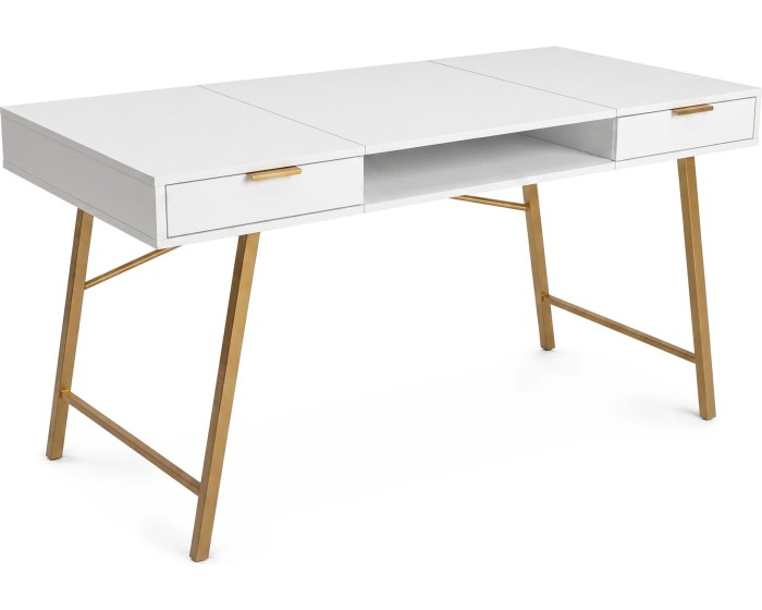 Psací stůl Arden 120 cm bílý/zlatý