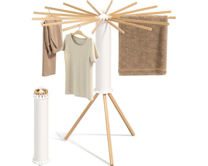 Otočný sušák na prádlo Liony 112 cm bílý/hnědý