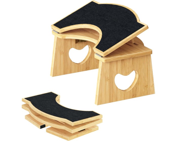 Bambusová skládací stolička na toaletu Heart 37,5 cm hnědá