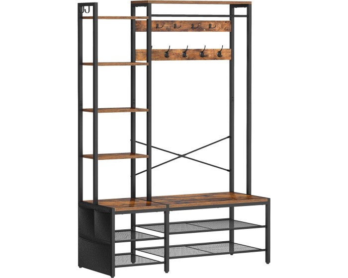 Předsíňový věšák Vasagle Une 120 cm černý/hnědý