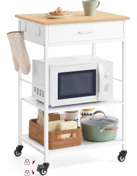 Kuchyňský pojízdný regál Vasagle Moni 60 cm bílý/hnědý