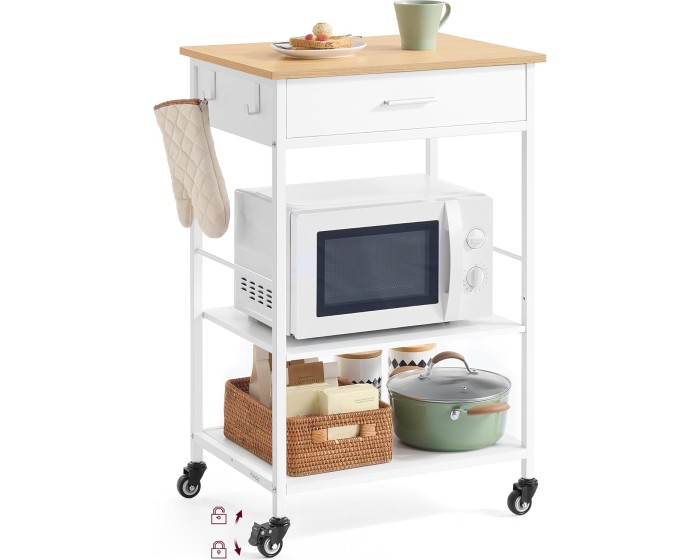 Kuchyňský pojízdný regál Vasagle Moni 60 cm bílý/hnědý