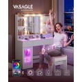 Toaletní stolek s LED osvětlením a nabíjecí stanicí Vasagle Trinas 107 cm bílý