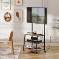 TV stolek s držákem a integrovanou zásuvkou Vasagle Clen 60 cm černý/hnědý