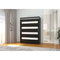 Šatní skříň s posuvnými dveřmi a LED osvětlením Martiz 150 cm bílá/černá