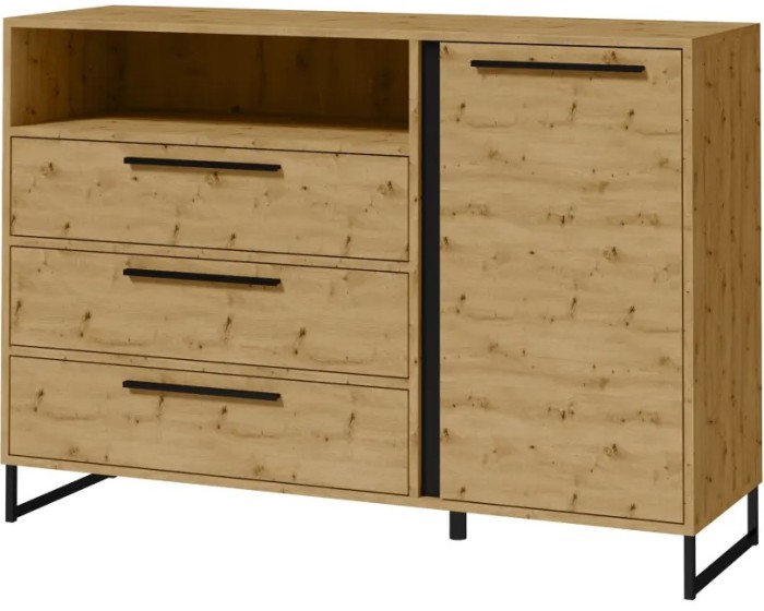 Komoda Ariana 1D3S 130 cm černá/dub Artisan