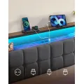 Rám dvoulůžkové postele s nabíjecí stanicí a LED osvětlením Vasagle Domi 140x190 černý/šedý