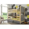 Dvoupatrová postel s matracemi a úložným prostorem Letic 75x180 z masivu borovice/šedá