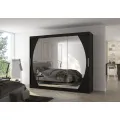 Šatní skříň s posuvnými dveřmi a zrcadlem Camb 250 cm černá