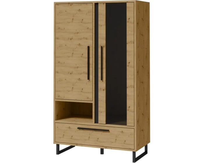 Vitrína Ariana 140 cm černá/dub Artisan