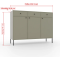 Komoda Tilina 3D 3S 125 cm eukalyptus/černá