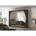 Šatní skříň s posuvnými dveřmi a zrcadlem Camb 250 cm Choco