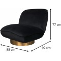 Designové křeslo Nua velur černé/zlaté