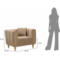 Designové sametové křeslo Alma šedobéžové/zlaté