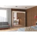 Šatní skříň s posuvnými dveřmi, zrcadlem a LED osvětlením Claver 180 cm Truffle