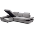 Rozkládací polohovací rohová sedací souprava Harper 284 cm Loft 19 světle šedá levá