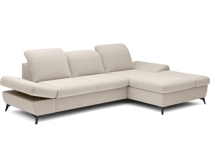 Rozkládací polohovací rohová sedací souprava Harper 284 cm Loft 01 krémová pravá