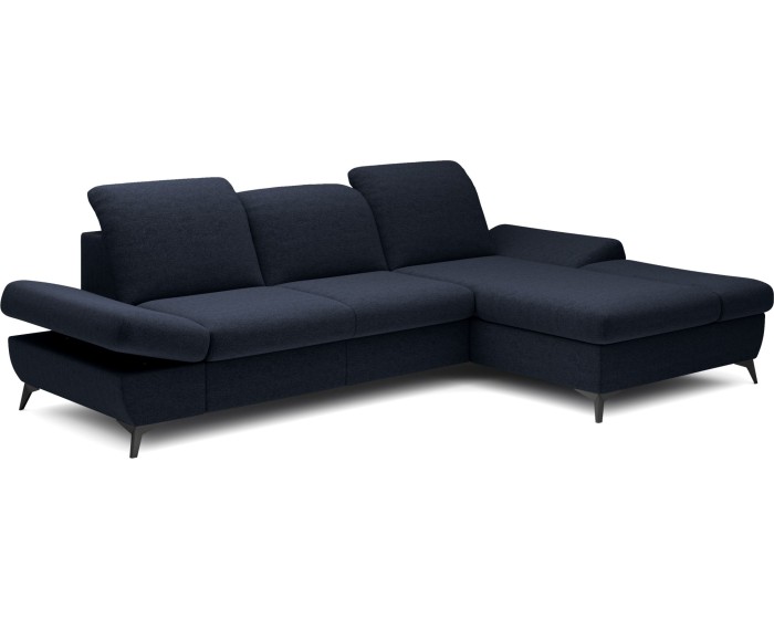 Rozkládací polohovací rohová sedací souprava Harper 284 cm Loft 13 tmavě modrá pravá