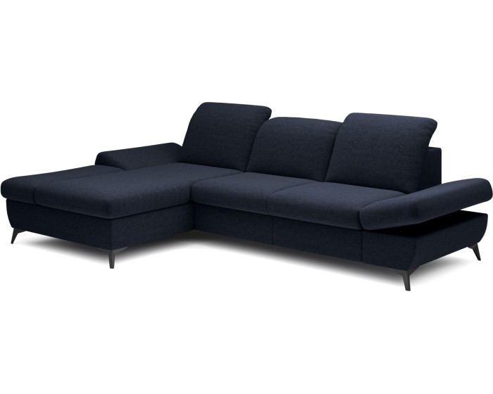 Rozkládací polohovací rohová sedací souprava Harper 284 cm Loft 13 tmavě modrá levá