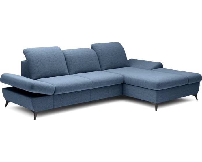 Rozkládací polohovací rohová sedací souprava Harper 284 cm Loft 14 denim pravá