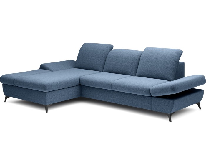 Rozkládací polohovací rohová sedací souprava Harper 284 cm Loft 14 denim levá