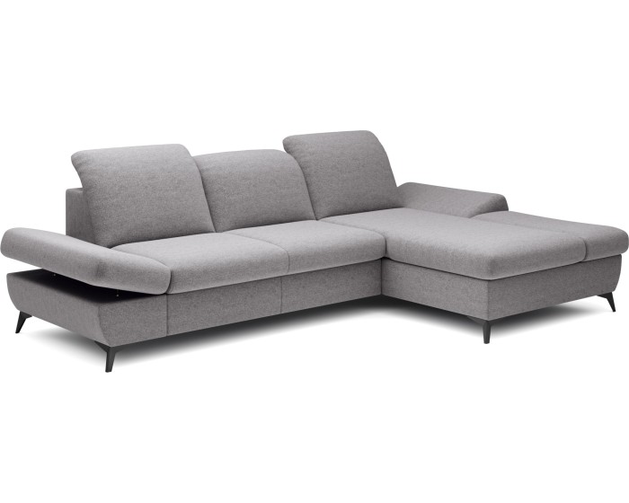Rozkládací polohovací rohová sedací souprava Harper 284 cm Loft 19 světle šedá pravá