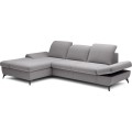Rozkládací polohovací rohová sedací souprava Harper 284 cm Loft 19 světle šedá levá