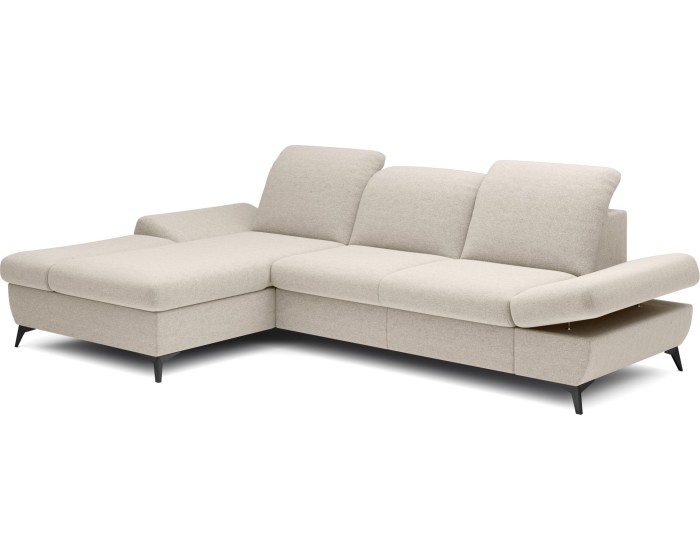 Rozkládací polohovací rohová sedací souprava Harper 284 cm Loft 01 krémová levá