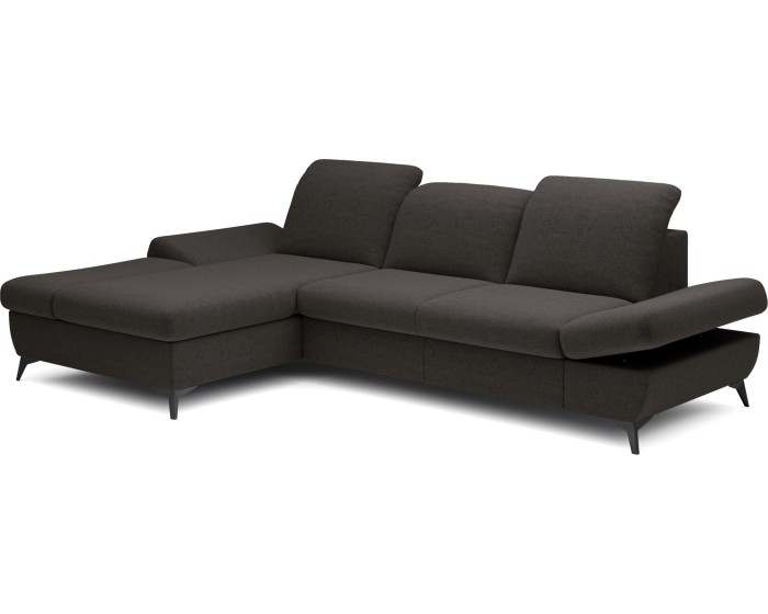 Rozkládací polohovací rohová sedací souprava Harper 284 cm Loft 23 antracit levá
