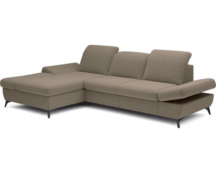 Rozkládací polohovací rohová sedací souprava Harper 284 cm Loft 03 béžovo-šedá levá