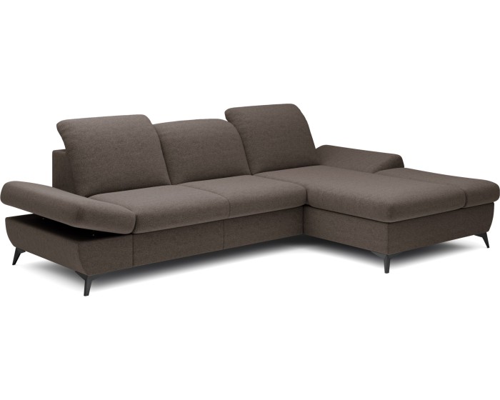 Rozkládací polohovací rohová sedací souprava Harper 284 cm Loft 05 hnědo-šedá pravá