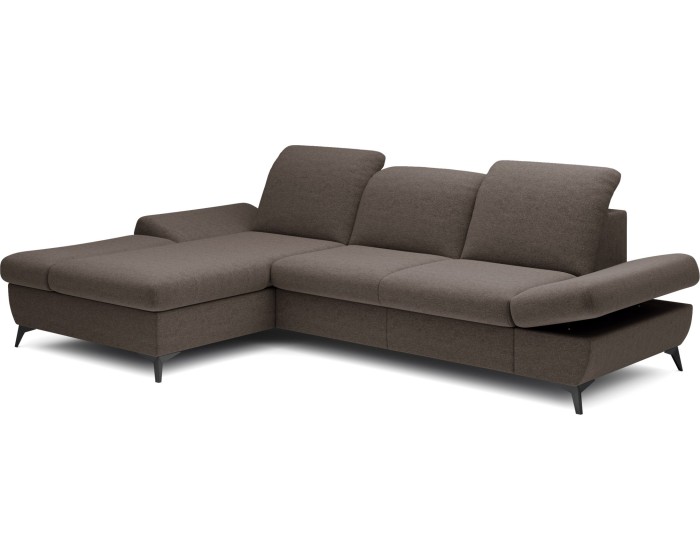 Rozkládací polohovací rohová sedací souprava Harper 284 cm Loft 05 hnědo-šedá levá