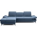 Rozkládací polohovací rohová sedací souprava Harper 284 cm Loft 14 denim levá