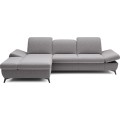 Rozkládací polohovací rohová sedací souprava Harper 284 cm Loft 19 světle šedá levá