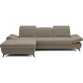 Rozkládací polohovací rohová sedací souprava Harper 284 cm Loft 03 béžovo-šedá levá