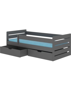 Jednolůžková postel Bemmano z masivu s úložným prostorem 90x200 grafitová