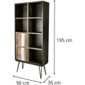 Knihovna Adesso 90 cm z masivu hnědý/černý