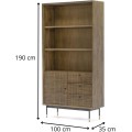Knihovna Maze 100 cm z masivu hnědá/černá