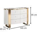 Komoda Stilig ST920 140 cm bílá/zlatá/mramor