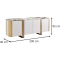Komoda Stilig ST921 200 cm bílá/zlatá/mramor