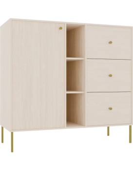 Komoda Tilina 1D 3S 3P 100 cm béžová/zlatá
